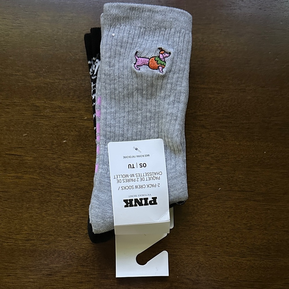 PINK Victoria's Secret Gray and Black Casual Socks - 2 Pack
